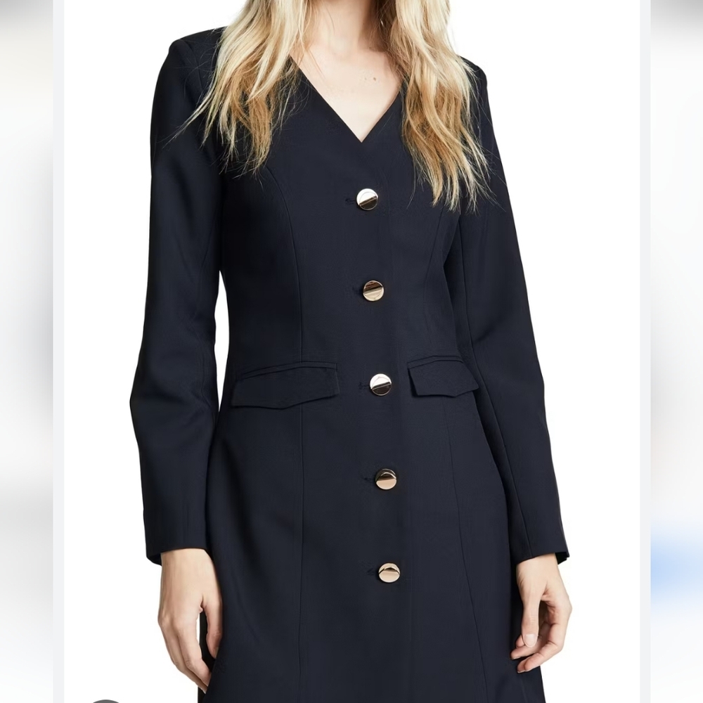 J.O.A.‎ Coat Dress Gold Buttons Lined Size L Button Front with Pockets Career